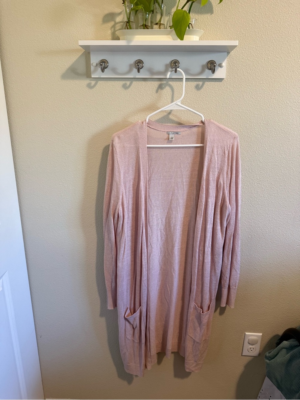 Halogen Pale Pink Open-Front Long Cardigan
